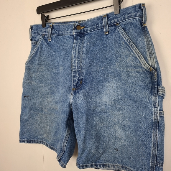 Carhartt Flawed Denim Carpenter Shorts Size 36 - Picture 2 of 7